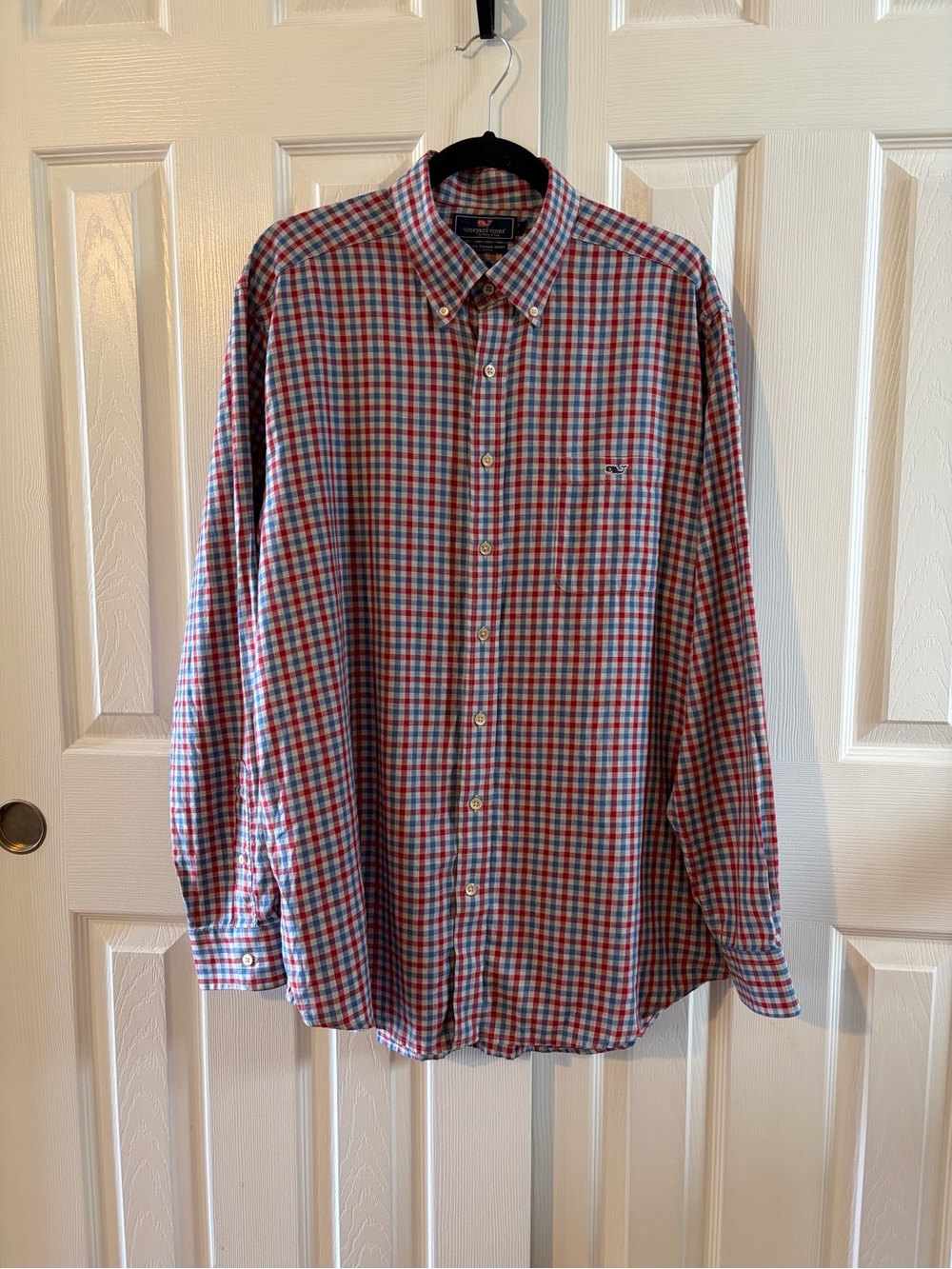 Vineyard Vines Red, White & Blue Plaid Slim Fit Tucker Button-Down Shirt Size XL